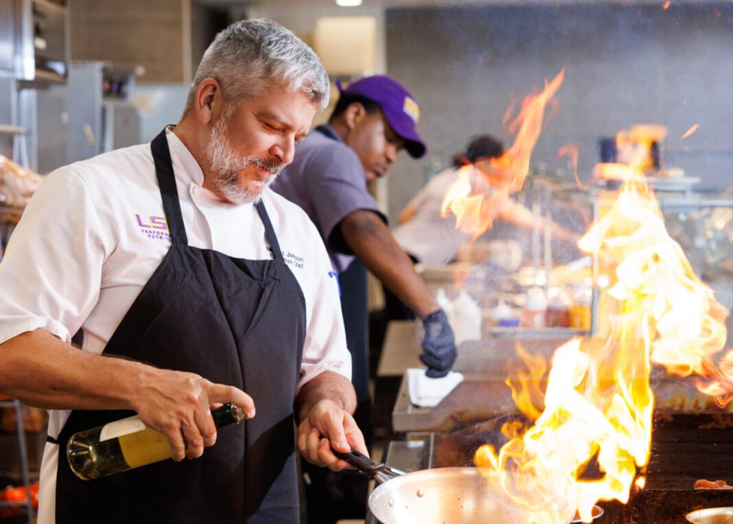 Michael Johnson, LSU Football Ops Dining - fresh pasta dish